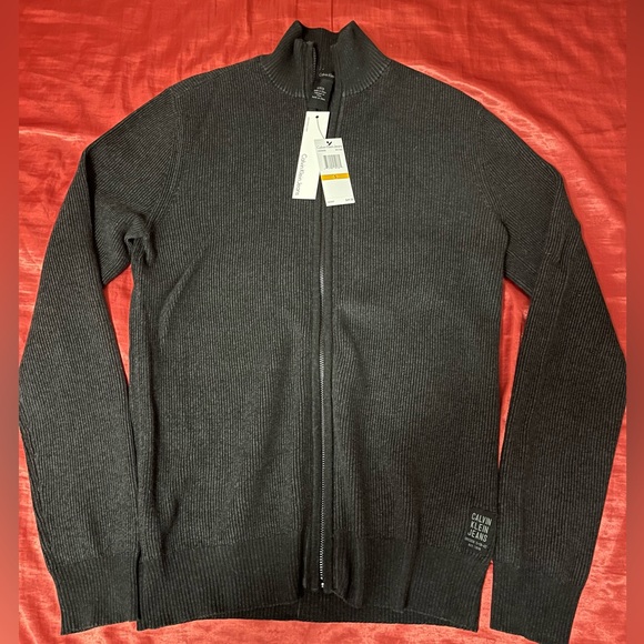New With Tags Full Zip Calvin Klein Sweater Mens Small - Picture 1 of 3